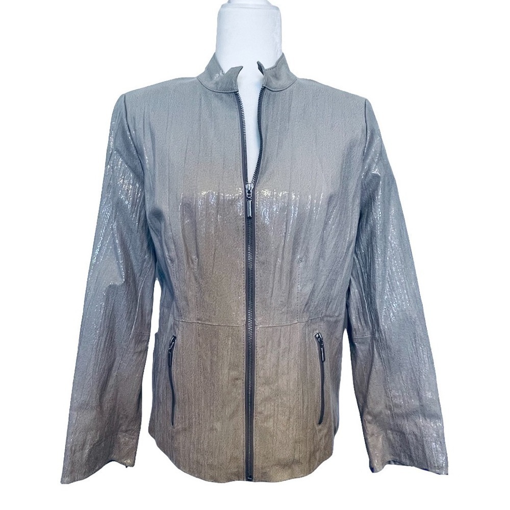 𝅺BRADLEY Bayou Tan Leather Jacket Lace Design Back